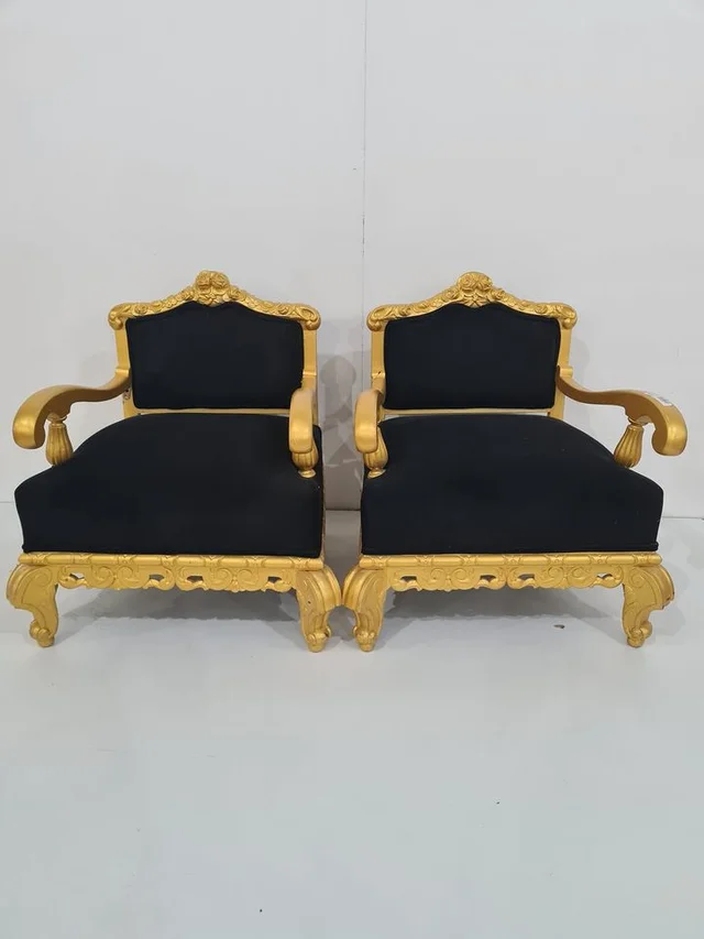 X2 SILLON DECO. CLASICO (DORADO-NEGRO)