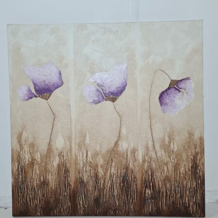 CUADRO / LIENZO (100X100) (3 AMAPOLAS VIOLETAS)