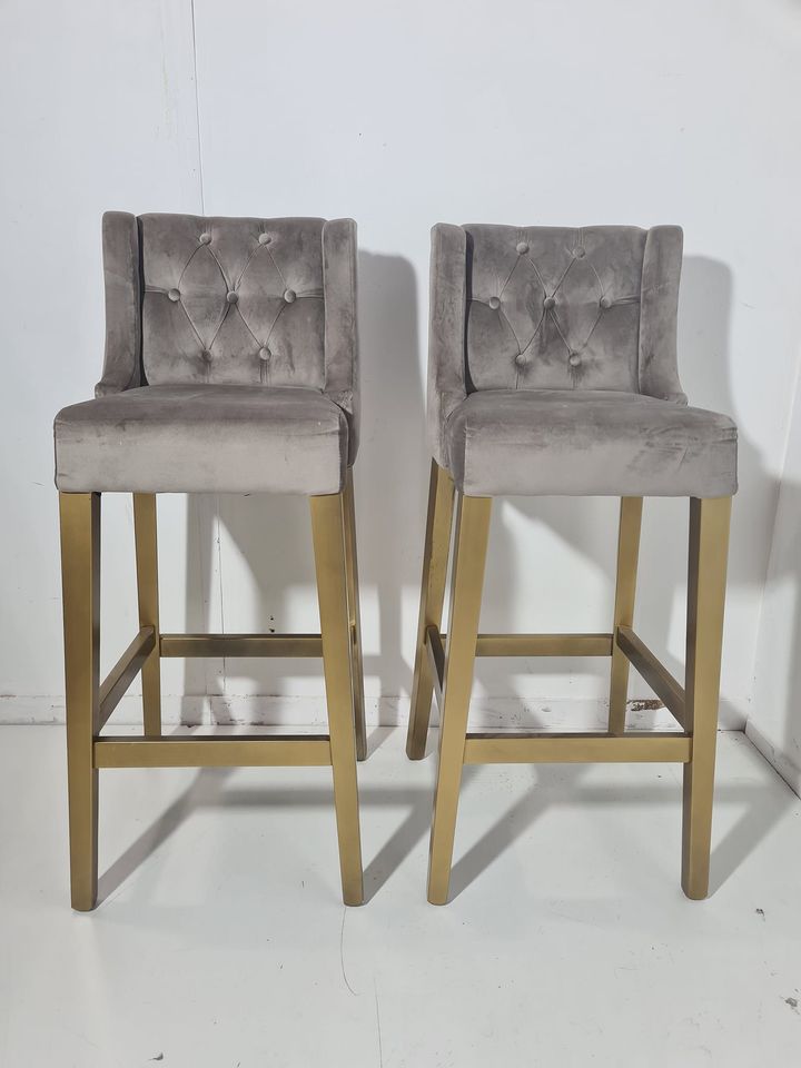 X2 TABURETE ALTO 40X40X105 (TAP.BEIG / PATA ORO) *SALDOS FRANCO FURNITURE*