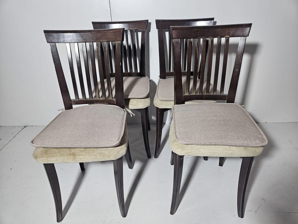 X4 SILLAS COMEDOR (NOGAL / TAP. GRIS)