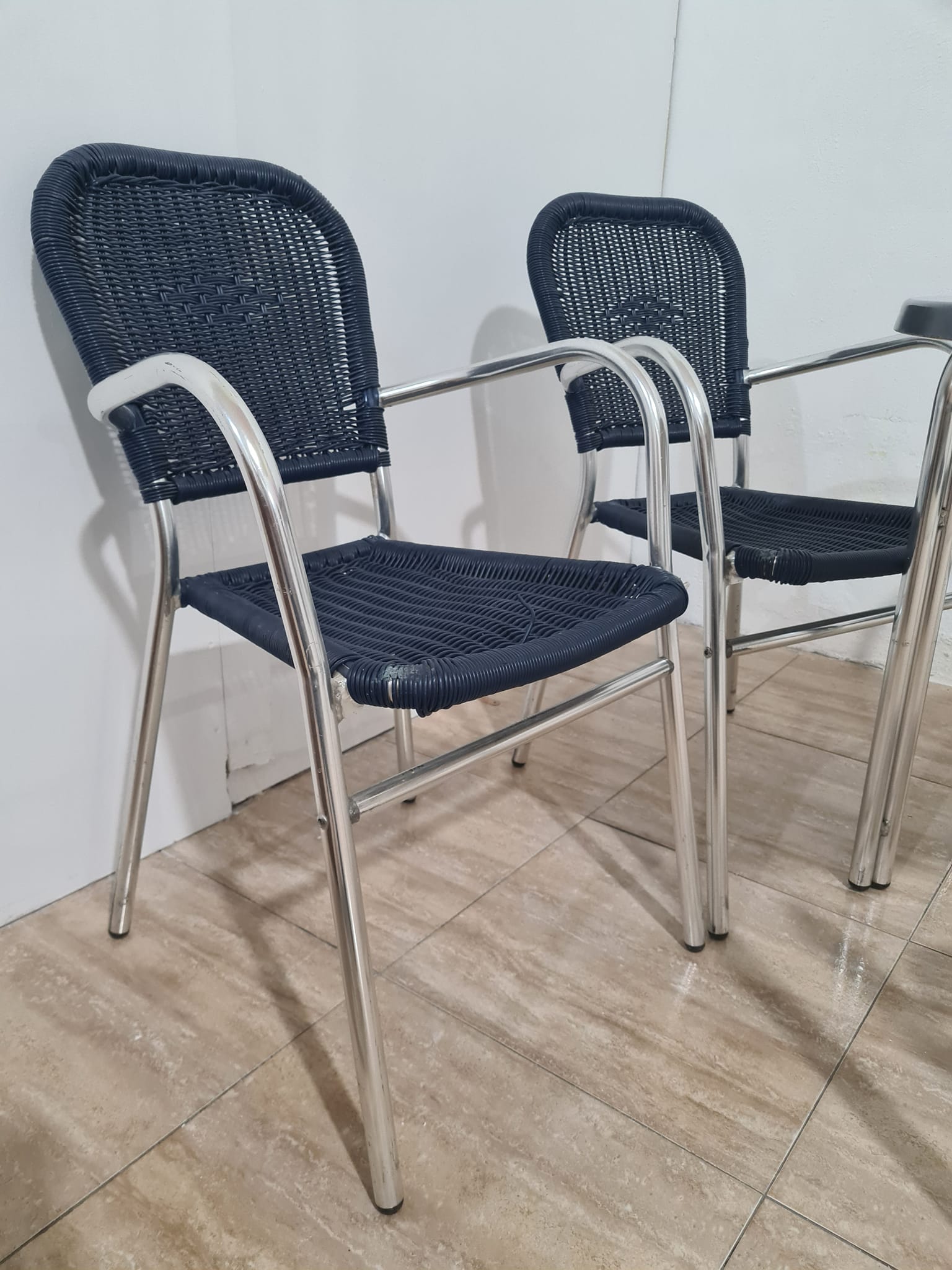 SILLA TERRAZA (ALUMINIO-RATAN AZUL)