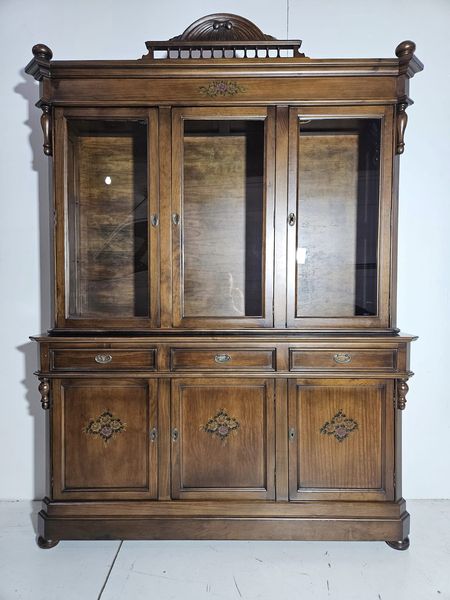 MUEBLE APARADOR VAJILLERO (170X47X235) (RUSTICO / NOGAL OSC)