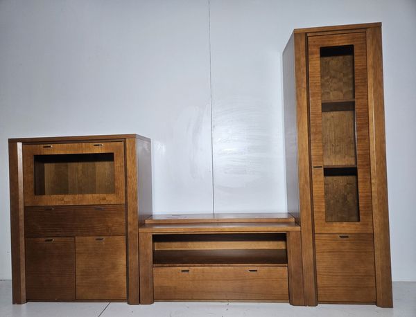 MODULAR SALON / MUEBLE BAJO TV (280X45X65) + 3 BAZARES (NEGRO Y ROBLE) *SALDOS NUEVO EXP*