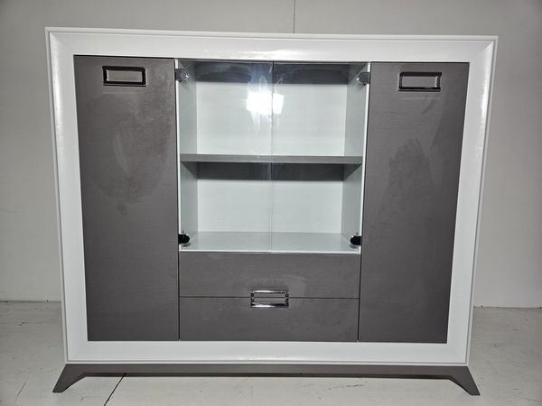 MUEBLE VAJILLERO / VITRINA 2P 2PCRST 2C (170X43X145) (GRIS OSC-CLARO) *NUEVO SALDOS EXP*