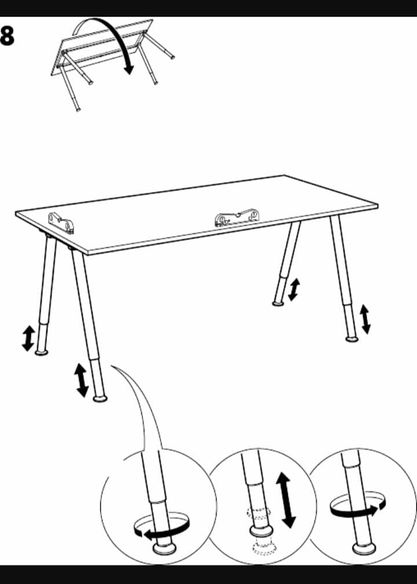 MESA OFICINA / ESCRITORIO (160X80) MOD: THYGE 16781 IKEA (ALTO REGULABLE)  (BLANCA)