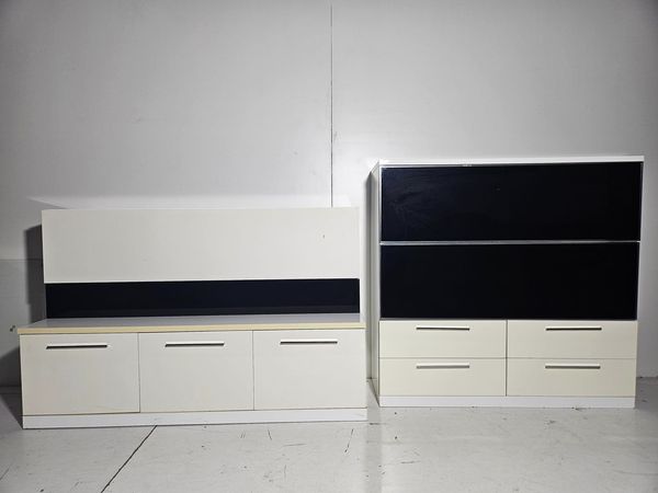 MODULAR SALON (270CM) (MELAMINA BLANCO/CRIST.NEGRO)