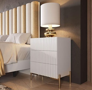 X2 MESITAS NOCHE 3C MOD: MX8141531(59X40X75) (BLANCO / PATA METAL ORO) *SALDOS FRANCO*