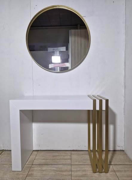 CONSOLA + ESPEJO CIRC MOD:MX30 (100CM) (BLANCO/ORO) *SALDOS FRANCO*