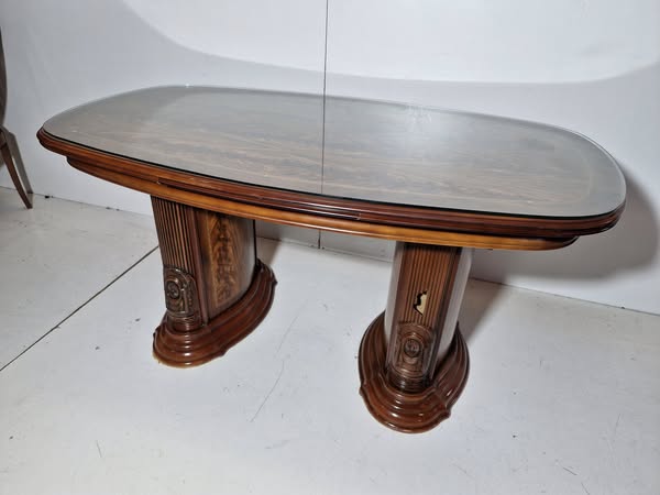 MESA COMEDOR (160X90) (2 PATACONES) + CRISTAL (CLASICA)