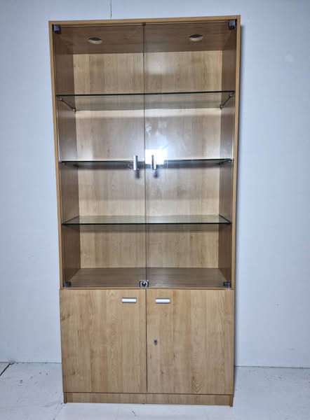 VITRINA EXPOSITORA 2P CRIST 2P MADERA (97X40X210) (MELAMINA CEREZO)