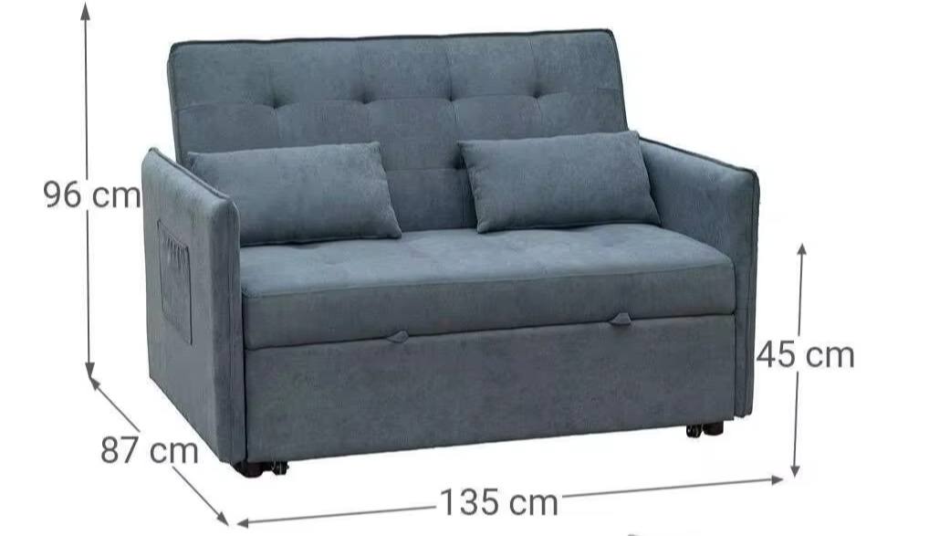 SOFA CAMA CON BRAZOS MOD: BILBAO (GRIS) (135X87X96) (135X183) *NUEVO*