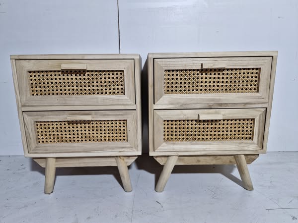 X2 MESITAS DE NOCHE 2C  (42X38X51) MOD: BOHO BALI (NATURAL)