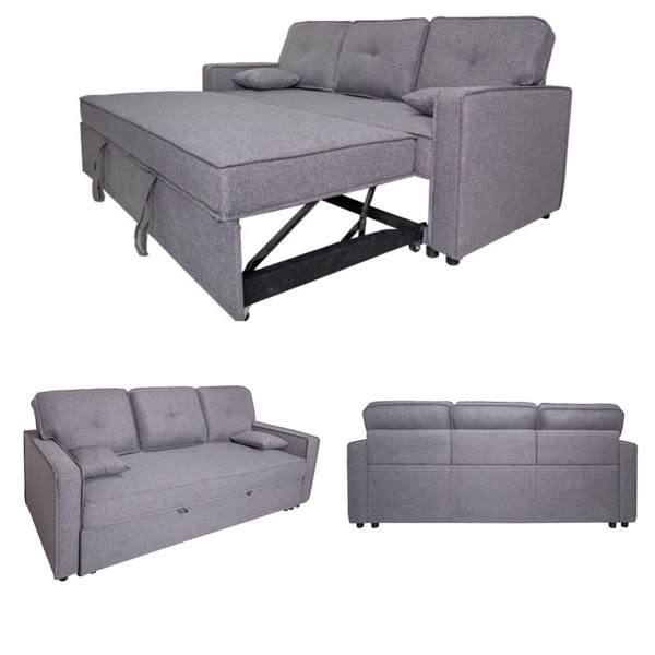 SOFA CAMA CON BRAZOS MOD: DAX (TAP.MALMO GRIS) (210X85X90)*NUEVO*