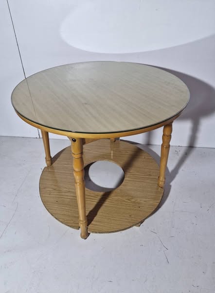 MESA COMEDOR / CAMILLA RED. (90CM) + CRISTAL (MIEL)