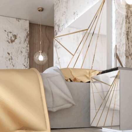 DORMITORIO MATRIMONIO MOD: GOLD (BLANCO / ORO) *SALDOS FRANCO*