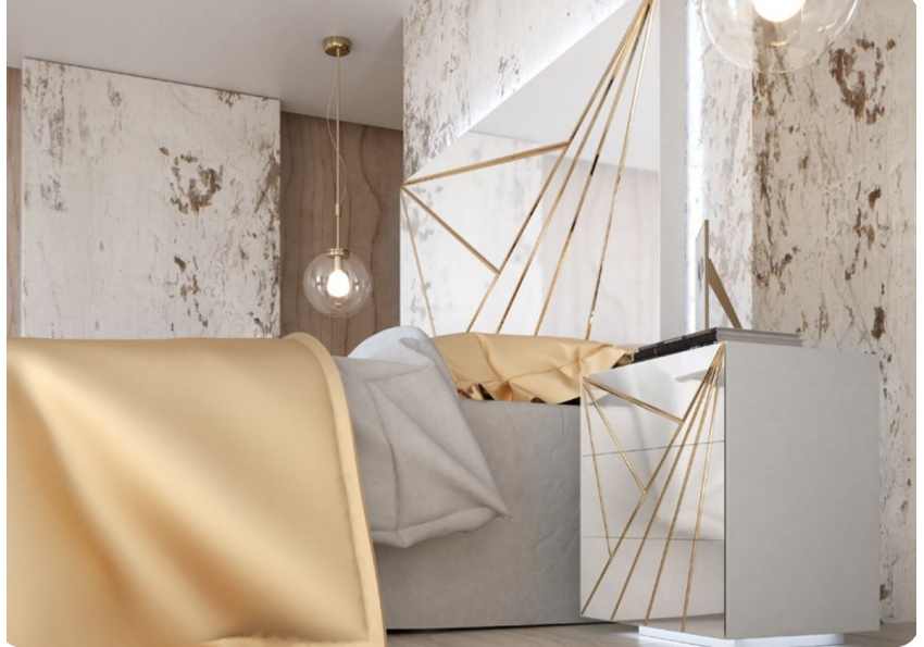 DORMITORIO MATRIMONIO MOD: GOLD (BLANCO / ORO) *SALDOS FRANCO*