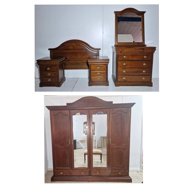 DORMITORIO MATRIMONIO + ARMARIO (215X60X218) (PROVENZAL NOGAL OSCURO)