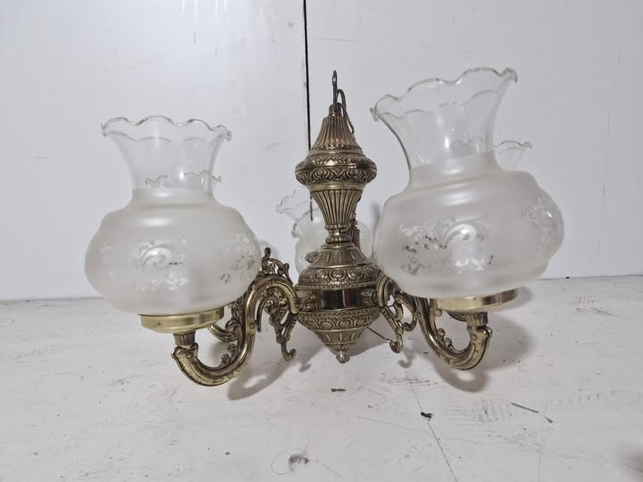 LAMPARA TECHO (BRONCE / 5 TULIPAS CRISTAL)