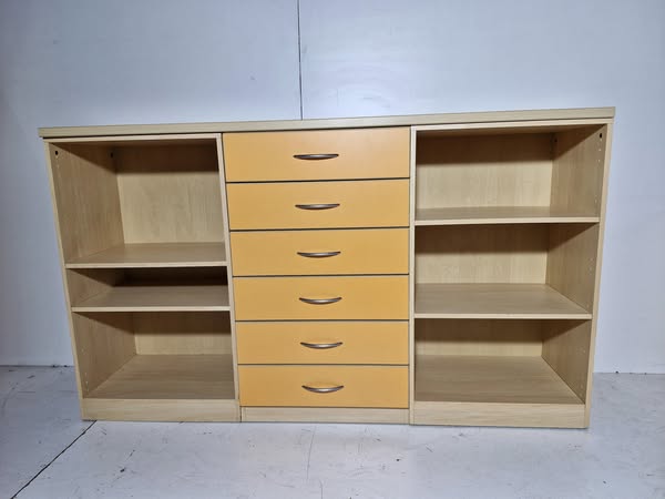 MUEBLE JUVENIL / COMODA 6C + BAZARES (183X45X107) (HAYA-NARANJA)