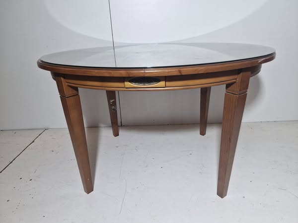 MESA COMEDOR OVALADA (130X110) + CRISTAL (78CM ALTO)
