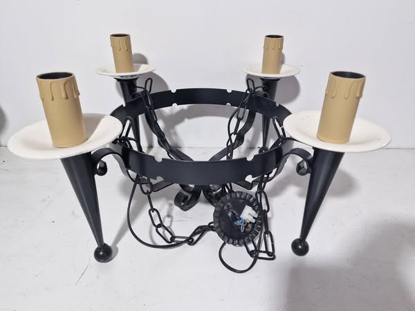 LAMPARA TECHO 4 FOCOS (60CM D) (FORJA Y CERAMICA)