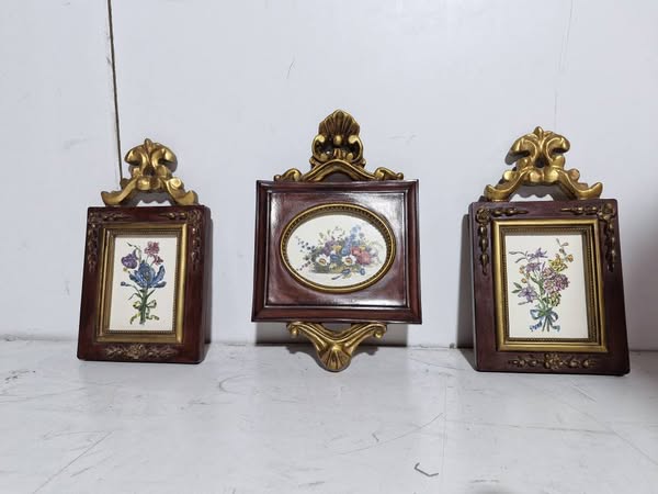 X3 CUADROS CONOSCOPIAS (MADERA Y DORADO)