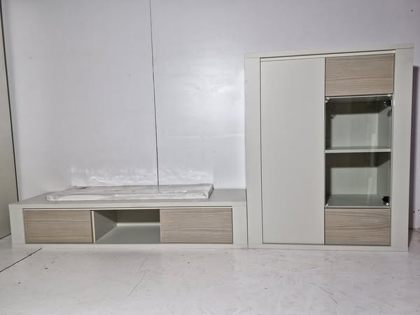 MODULAR 2PIEZAS (VAJILLERO 100CM + BAJO TV 2C 170CM) (HAYA-CREMA) *EXPOSICION*