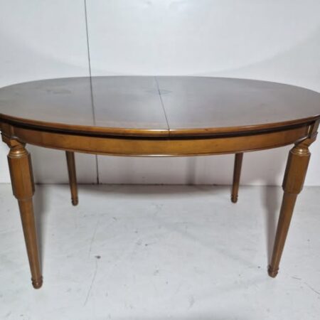 MESA COMEDOR OVALADA (140X115) (EXT +40CM) (CEREZO CON MARQUETERIA)