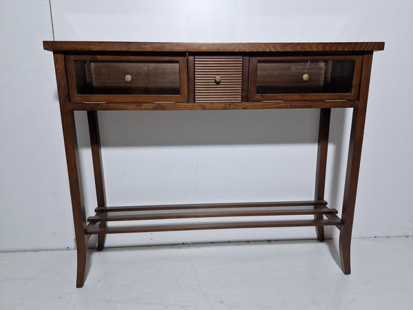 MUEBLE RECIBIDOR / CONSOLA 2C CRISTAL + 1C MAD (100X29X82) (AVELLANA)