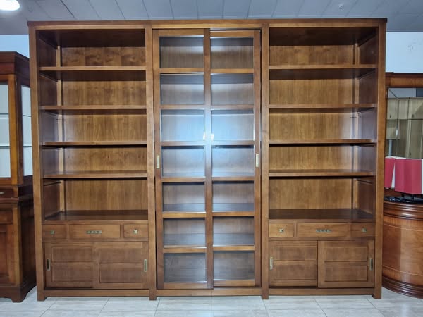 MUEBLE LIBRERIA / LIBRERO (300X40X240) (CEREZO EN MACIZO)