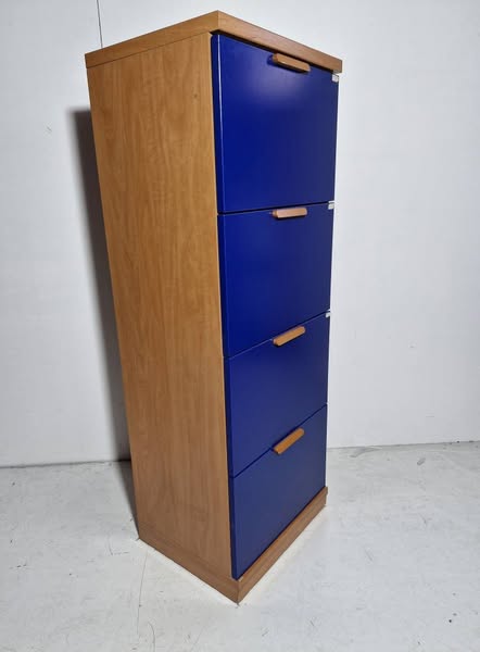 MUEBLE ARCHIVADOR OFICINA 4C (50X41X139) (CEREZO / FRENTES AZULES)