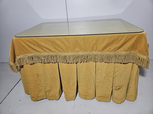 MESA COMEDOR / CAMILLA (120X80) (76CM ALTO) + ENAGUILLAS + CRISTAL