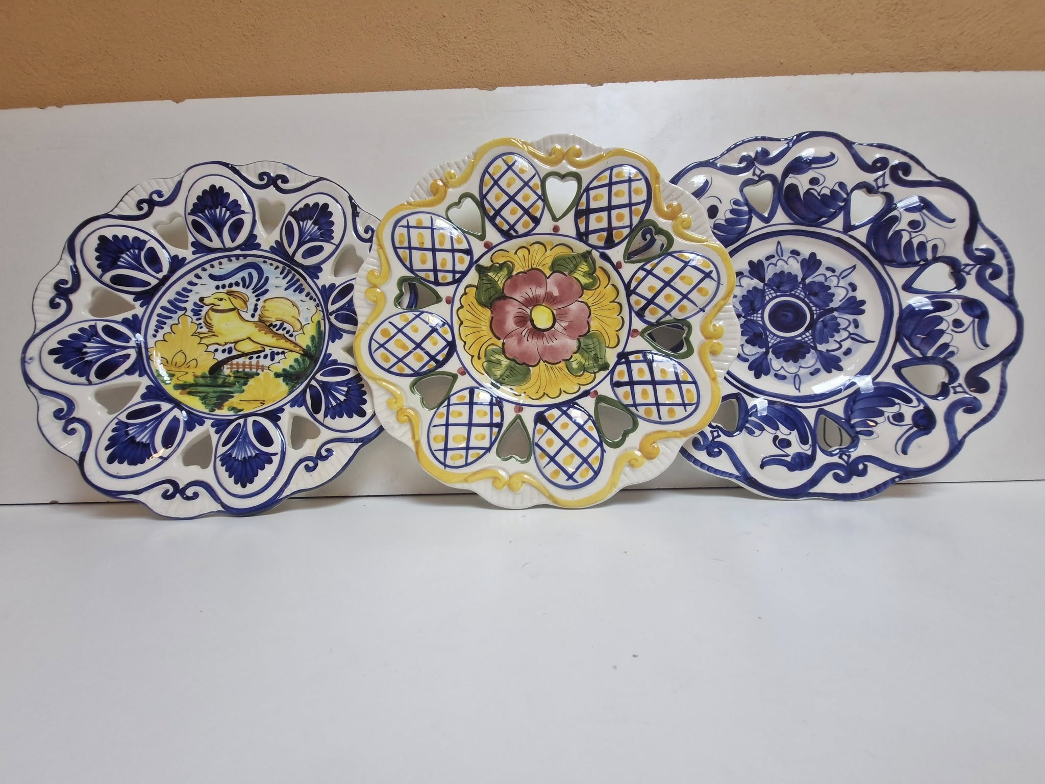 (DECORACION) X3 PLATOS DECORATIVOS PARED (31CM D) (PATIO)