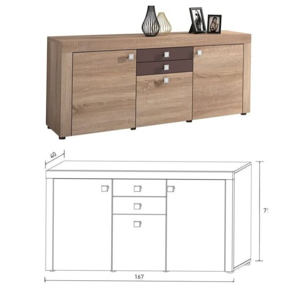 APARADOR MOD: JULIETA (CAMBRIA-CHOCO) (167x40x71) *NUEVO*