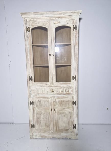 VITRINA ESQUINERA (80X45X185) (DECAPADO CREMA)