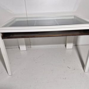 MESA COMEDOR (130X81) (80CM ALTO) (BLANCA / 1 BANDEJA NOGAL)