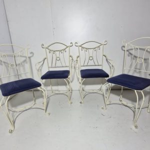 X4 SILLAS COMEDOR (FORJA BEIG / TAPIZADO AZUL)