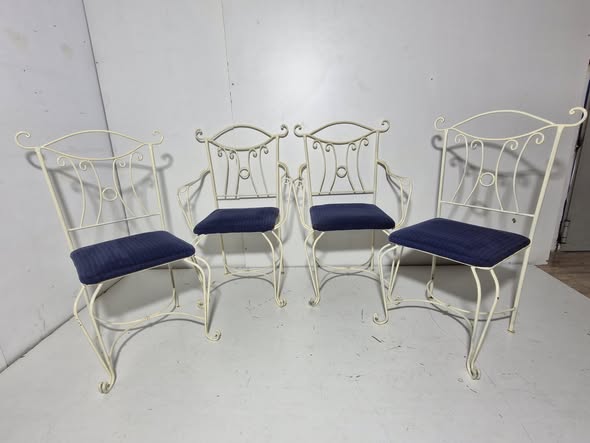 X4 SILLAS COMEDOR (FORJA BEIG / TAPIZADO AZUL)