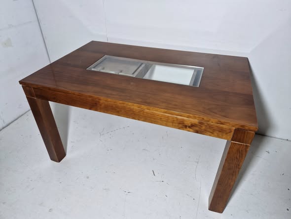 MESA COMEDOR (140X90) (EXT +50CM) (76CM ALTO) (AVELLANA / 1 CRISTAL)