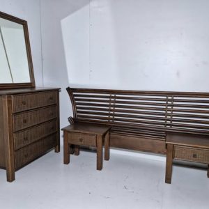 DORMITORIO MATRIMONIO (SIN ARMARIO) (MADERA TEKA/RATAN)