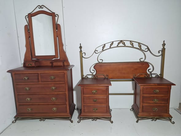 DORMITORIO MATRIMONIO (5 PIEZAS) (SIN ARMARIO) (PROVENZAL/FORJA) (NOGAL)