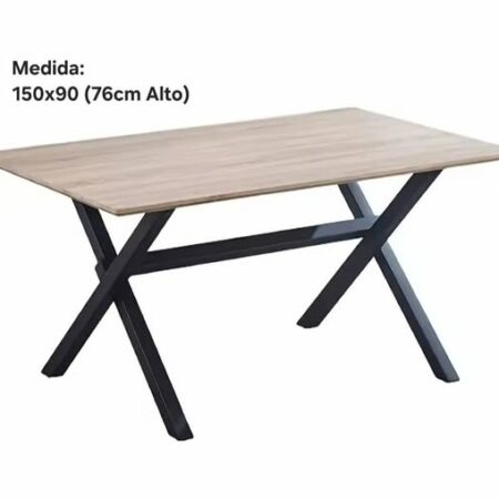 MESA COMEDOR MOD: ROYCE (150X90) (76 ALTO) (ROBLE-NEGRO) *NUEVO*