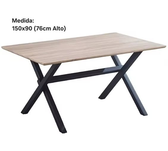 MESA COMEDOR MOD: ROYCE (150X90) (76 ALTO) (ROBLE-NEGRO) *NUEVO*