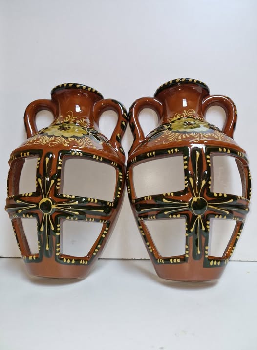 DECORACION PARED (X2 MEDIAS TINAJAS BARRO) (30CM ALTO)