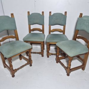 X4 SILLAS COMEDOR (MADERA/ TAPIZADO VERDE)