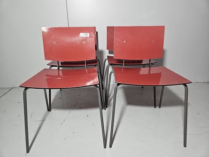 X4 SILLAS (ROJA / PATA METALICA)