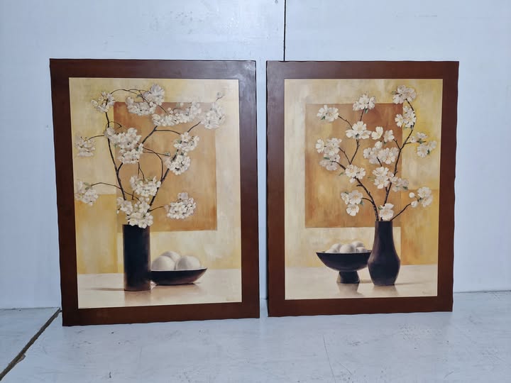 X2 CUADROS (61X81) (MADERA / JARRON FLORES)