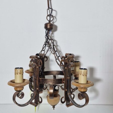 LAMPARA TECHO (FORJA MARRON / 4 VELAS)