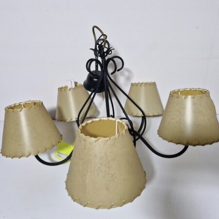 LAMPARA TECHO 5BRAZOS (FORJA NEGRA/ TULIPAS BEIG)