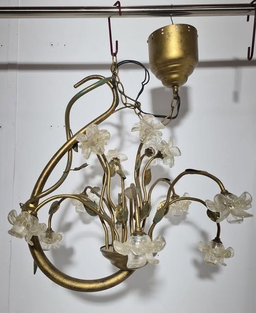 LAMPARA TECHO DORADA (S + FLORES CRIST)